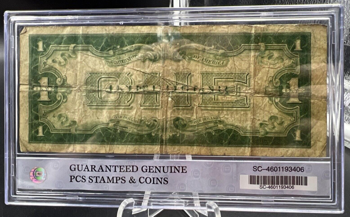 1934 $1 One Dollar Silver Certificate Funny back Note VG Circ in Plastic Case