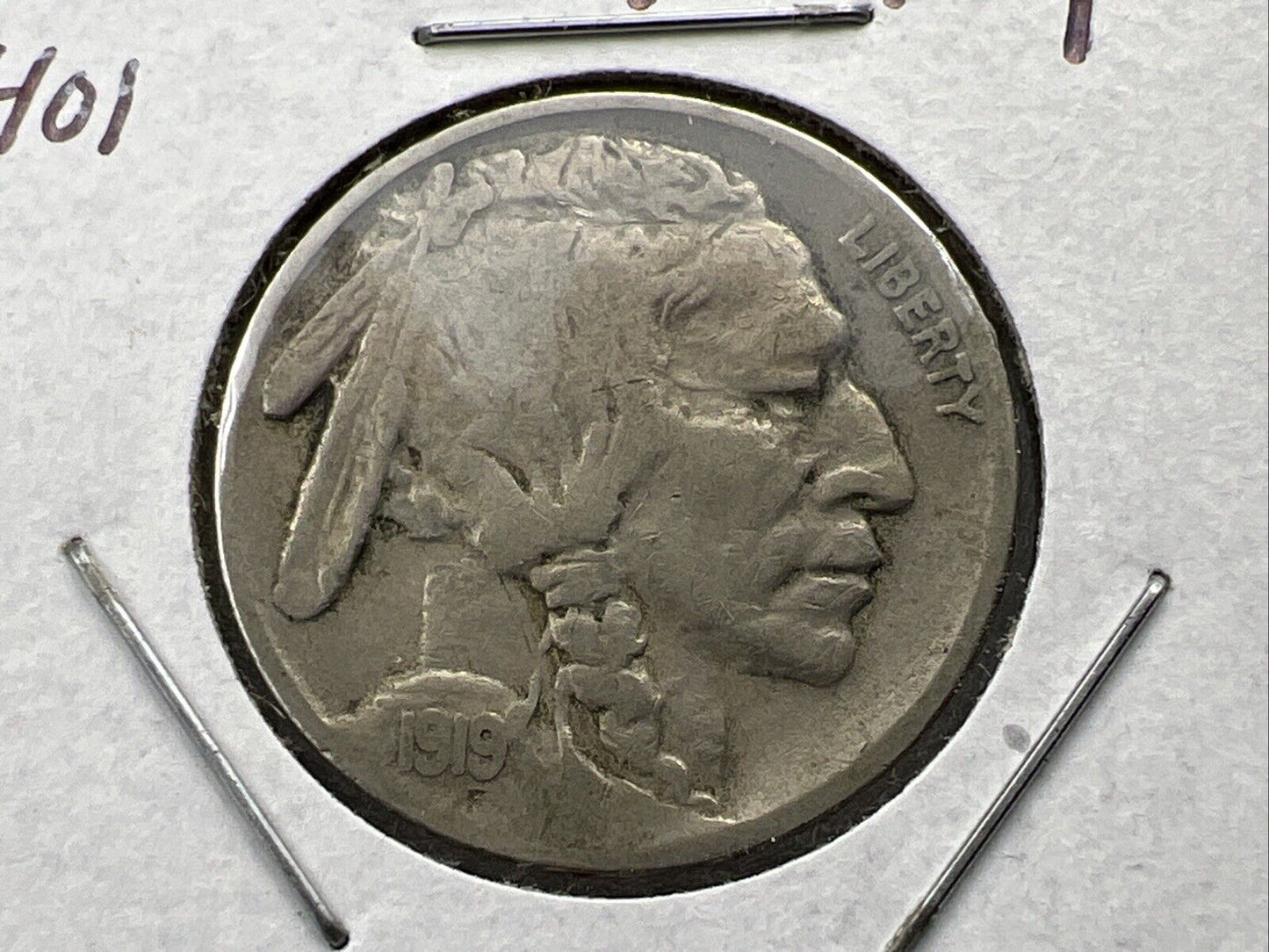 1919 P 5c Buffalo Nickel Coin FS-401 Two Feathers Variety Choice Fine / VF Circ
