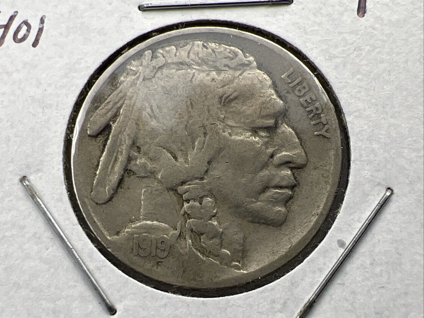 1919 P 5c Buffalo Nickel Coin FS-401 Two Feathers Variety Choice Fine / VF Circ