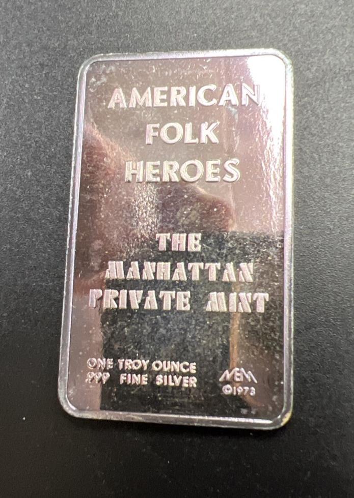 Charles Lindbergh 1 Oz Silver Bar Manhattan Private Mint Lucky Serial # 000045