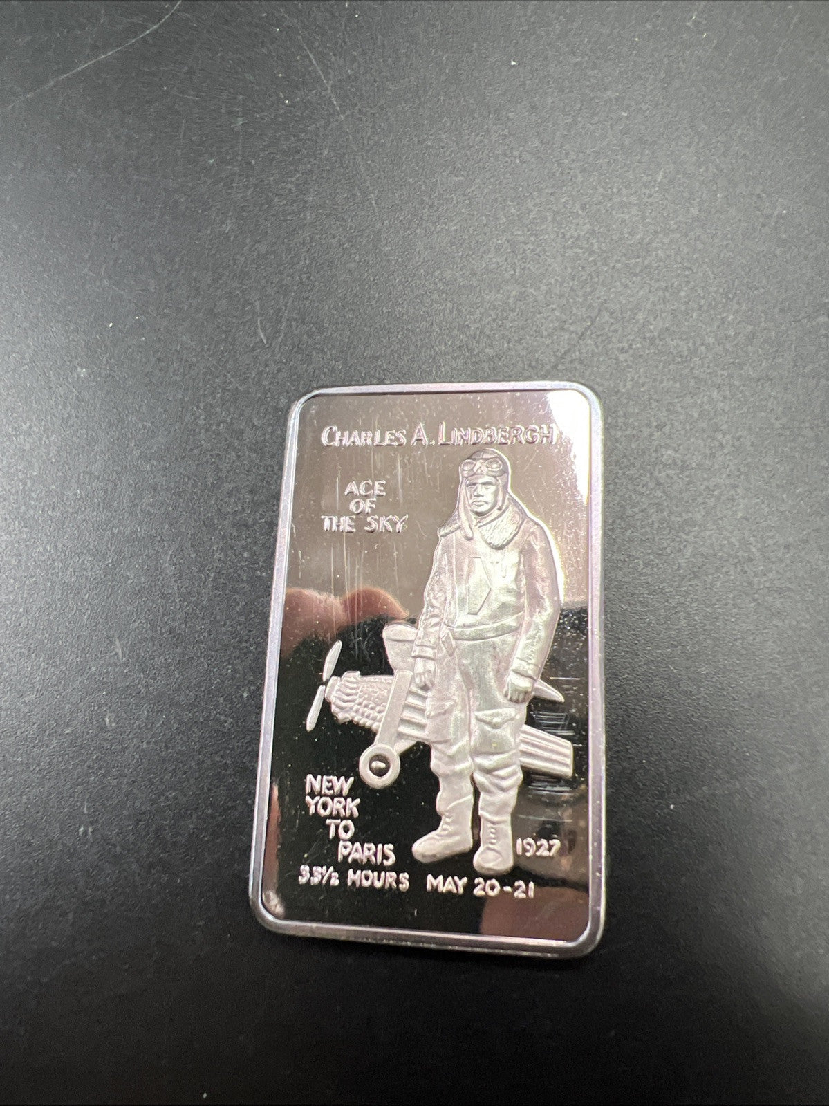 Charles Lindbergh 1 Oz Silver Bar Manhattan Private Mint Lucky Serial # 000045