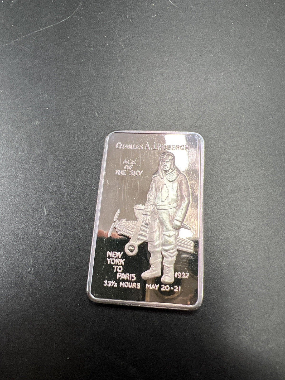 Charles Lindbergh 1 Oz Silver Bar Manhattan Private Mint Lucky Serial # 000045