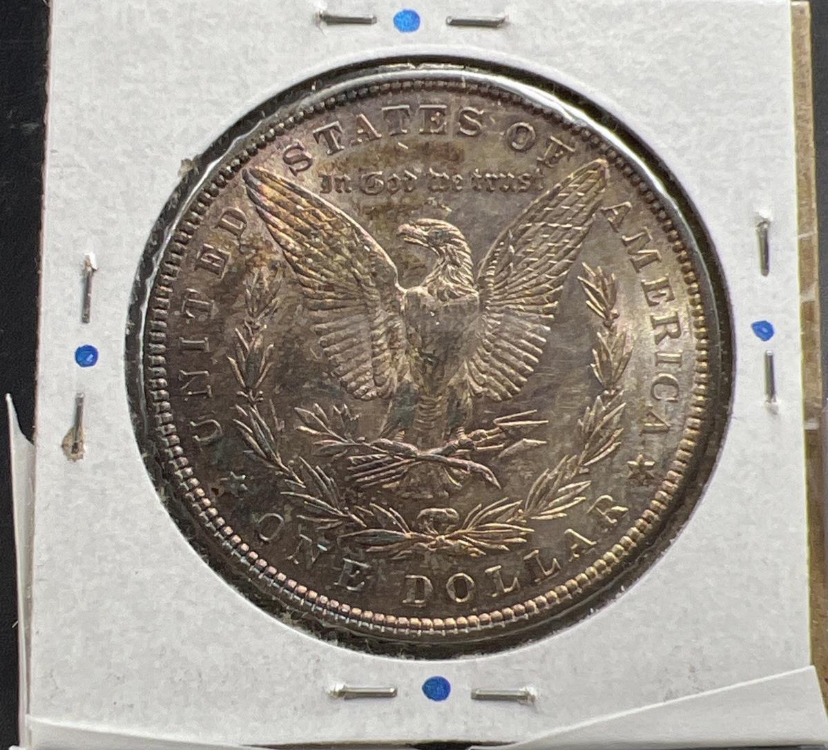 1880 P $1 Morgan Silver Dollar Coin Choice AU Neat Purple Toning Toner