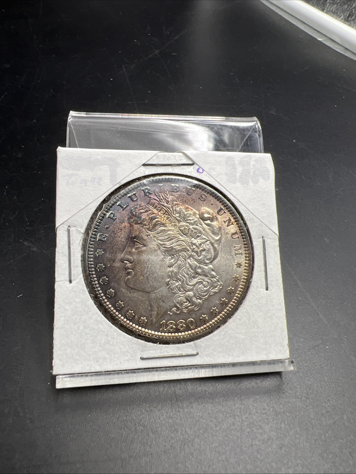 1880 P $1 Morgan Silver Dollar Coin Choice AU Neat Purple Toning Toner