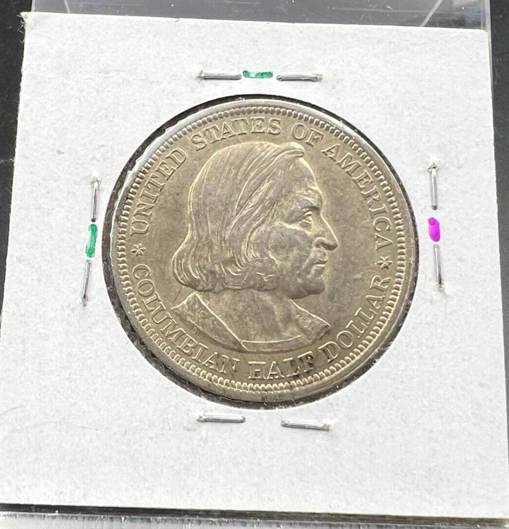 1893 Columbian Silver Half Dollar Worlds Fair Coin AU About UNC #A