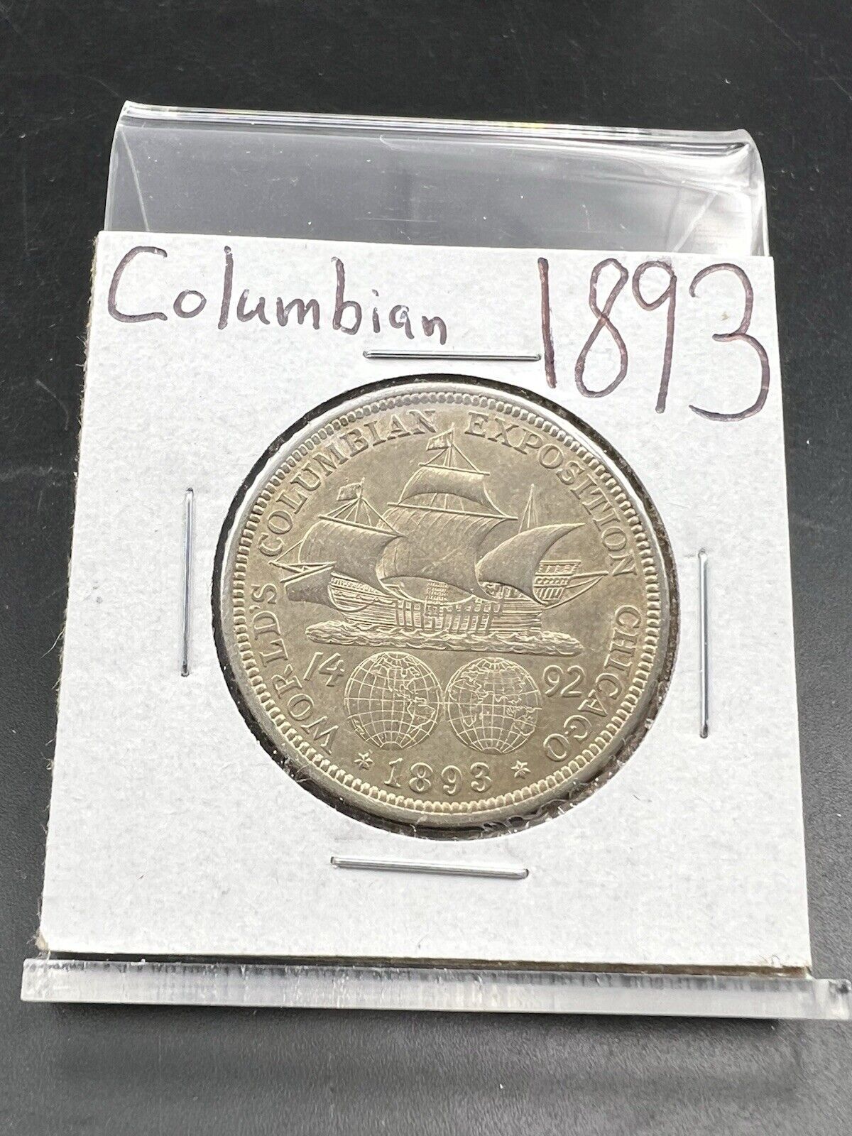1893 Columbian Silver Half Dollar Worlds Fair Coin AU About UNC #A
