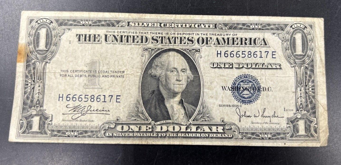 1935 C $1 One Dollar Blue Seal Silver Certificate Devil's Serial Number VG Circ