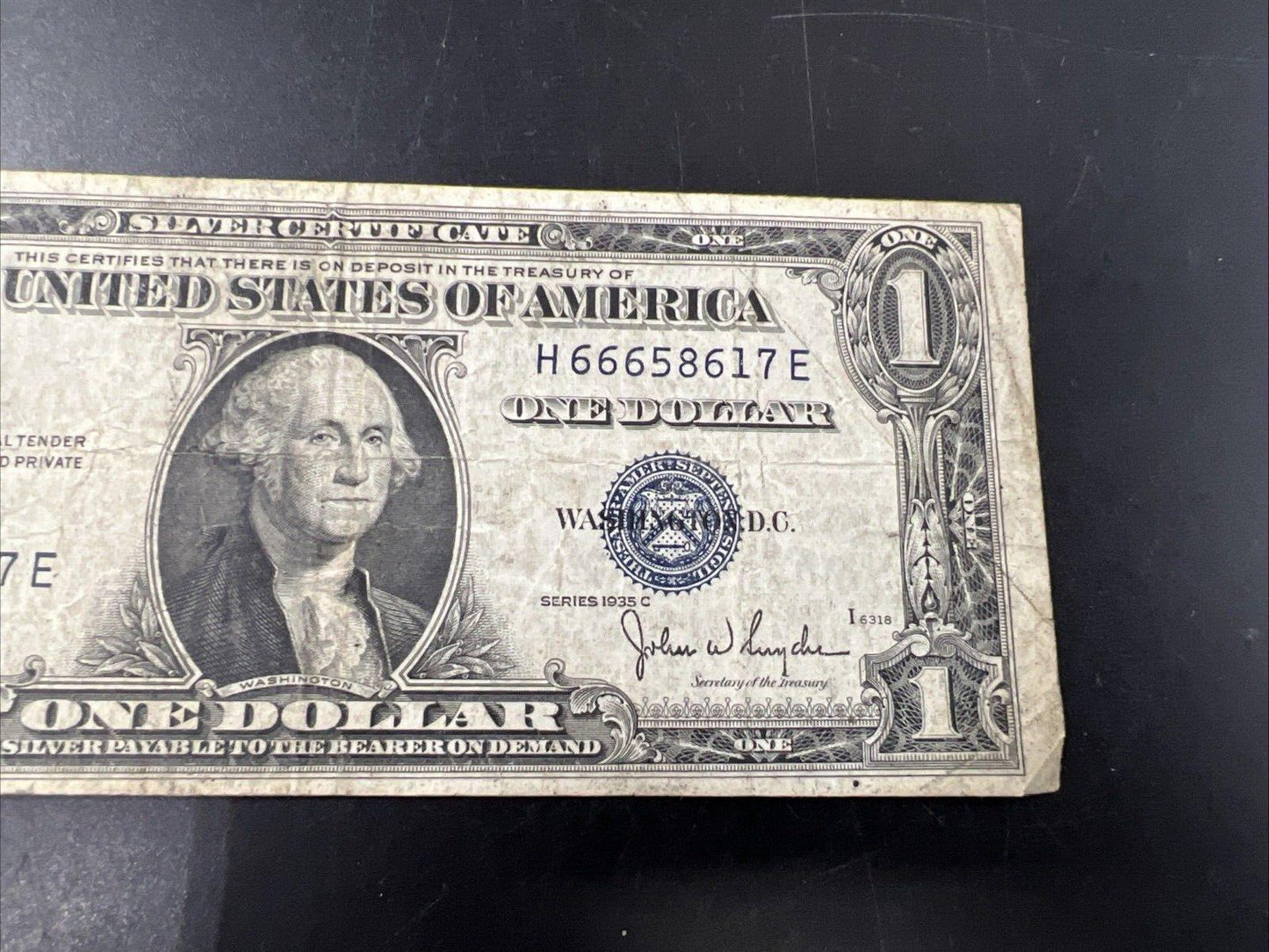 1935 C $1 One Dollar Blue Seal Silver Certificate Devil's Serial Number VG Circ