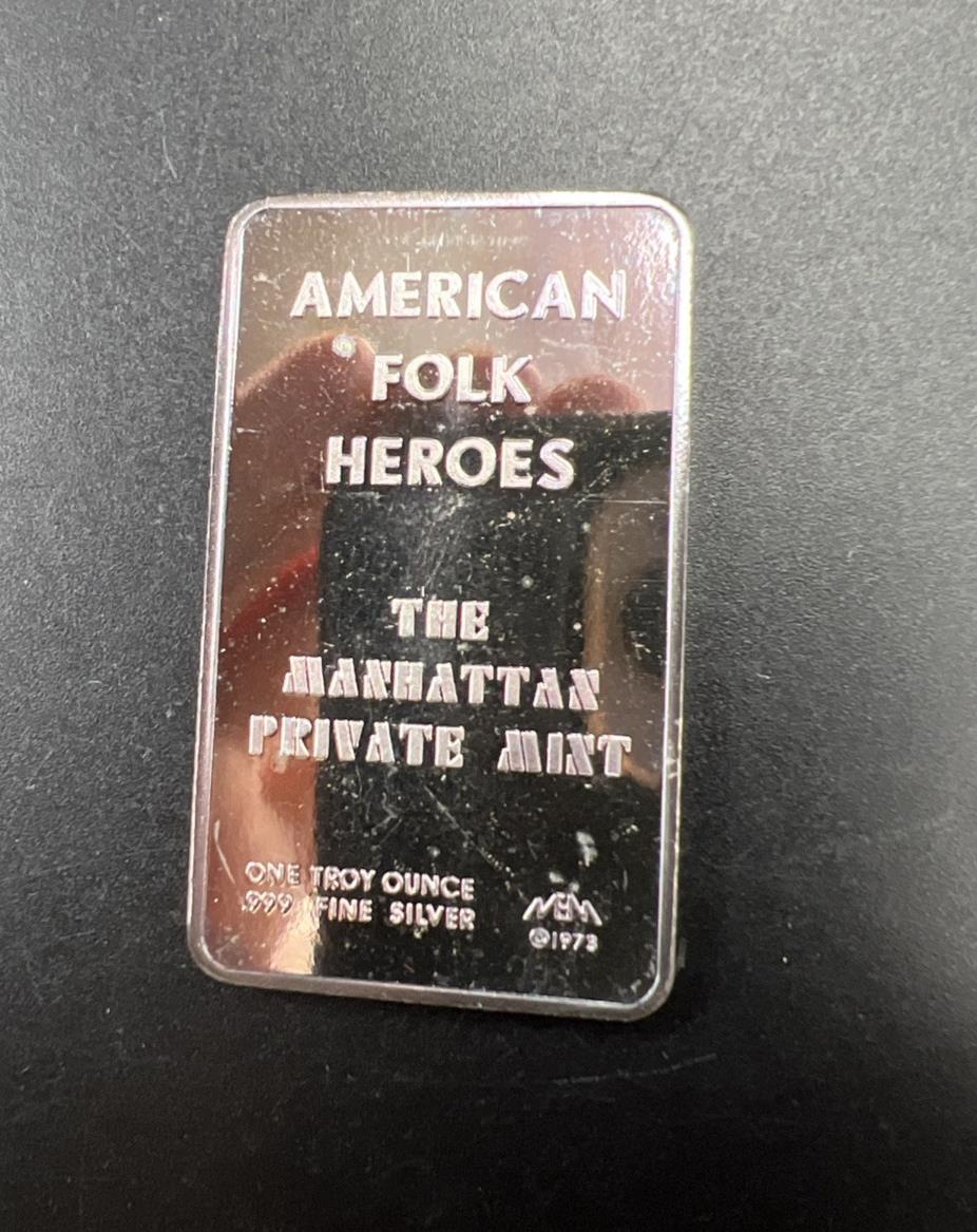 Babe Ruth 1 Oz Silver Art Bar Manhattan Private Mint Low Serial # 000639 CH UNC