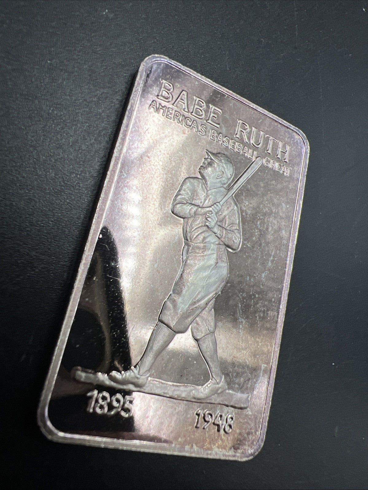 Babe Ruth 1 Oz Silver Art Bar Manhattan Private Mint Low Serial # 000639 CH UNC