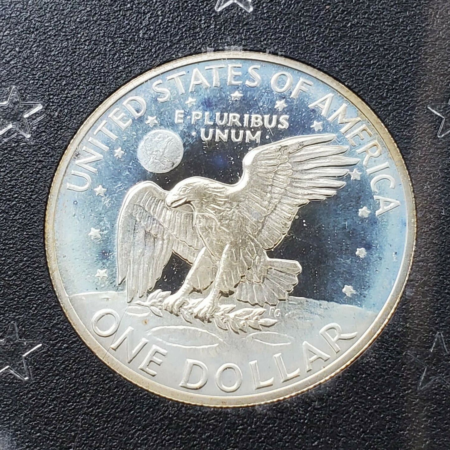 1972 S $1 Eisenhower Brown Ike 40% Proof Silver Dollar Coin OGP NEAT ODD TONING
