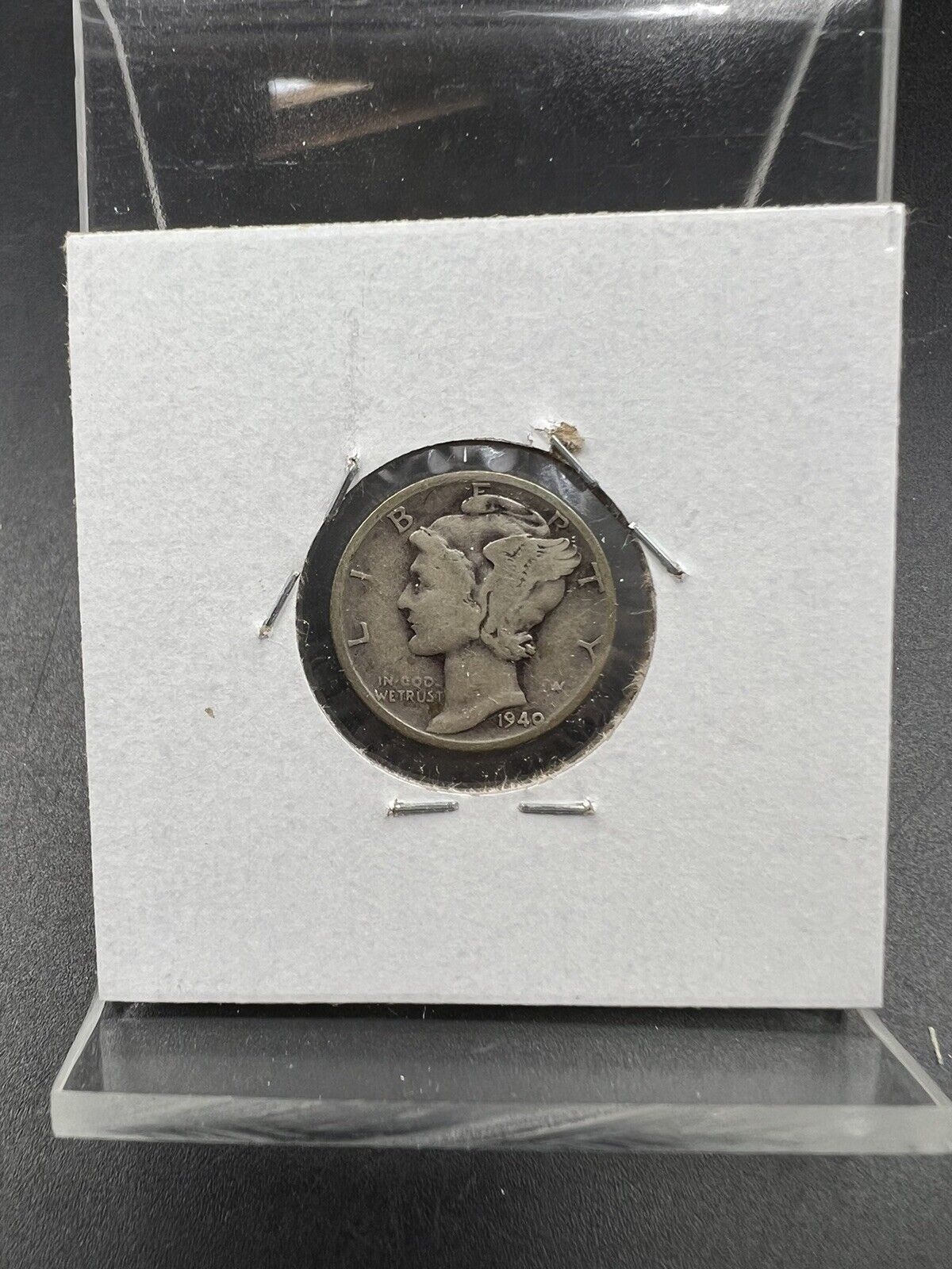 1940 D/D RPM 002 Variety Mercury Silver dime coin VG circ