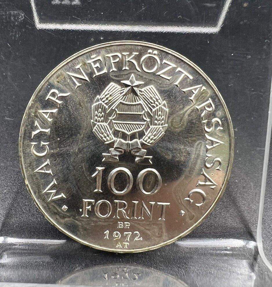 1972 Hungary 100 Forint Commemorative Silver Coin Gem BU