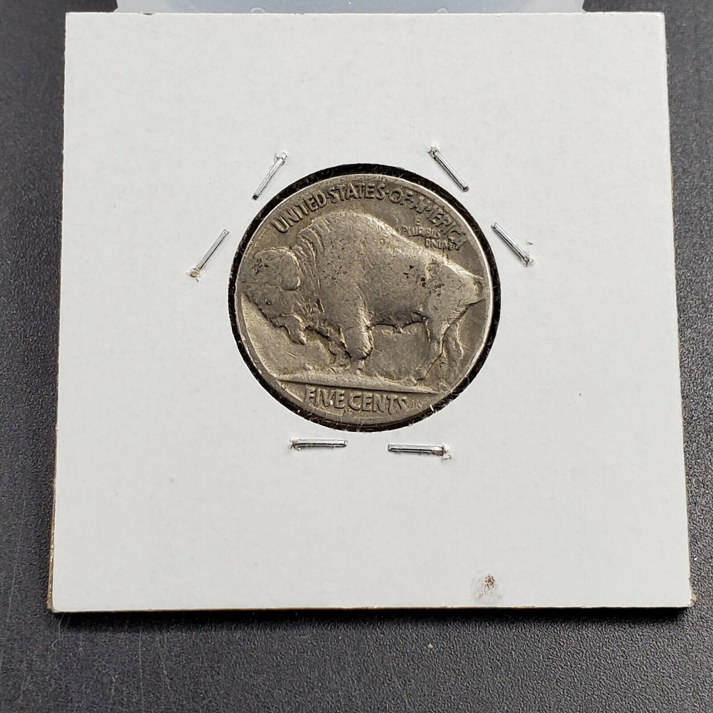 1935 s 5c Buffalo Indian Head Nickel Laminated Planchet error Obverse , Circulat