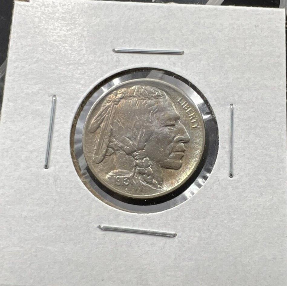 1913 P Buffalo Indian Head Nickel 5c AU About UNC 10% Rotated Die Error