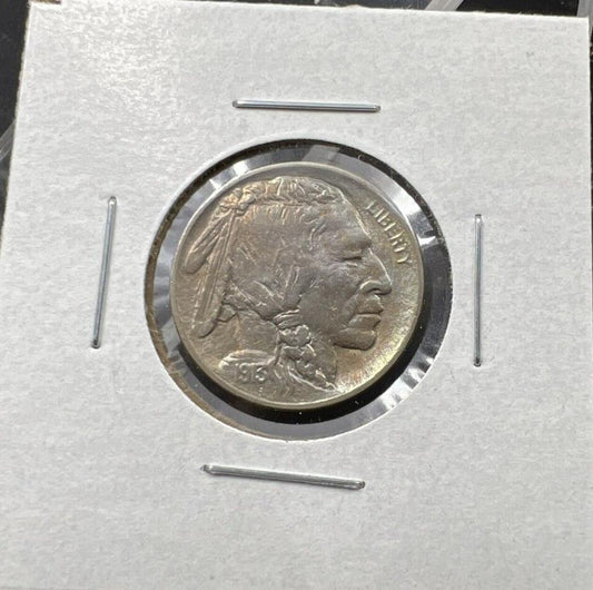1913 P Buffalo Indian Head Nickel 5c AU About UNC 10% Rotated Die Error