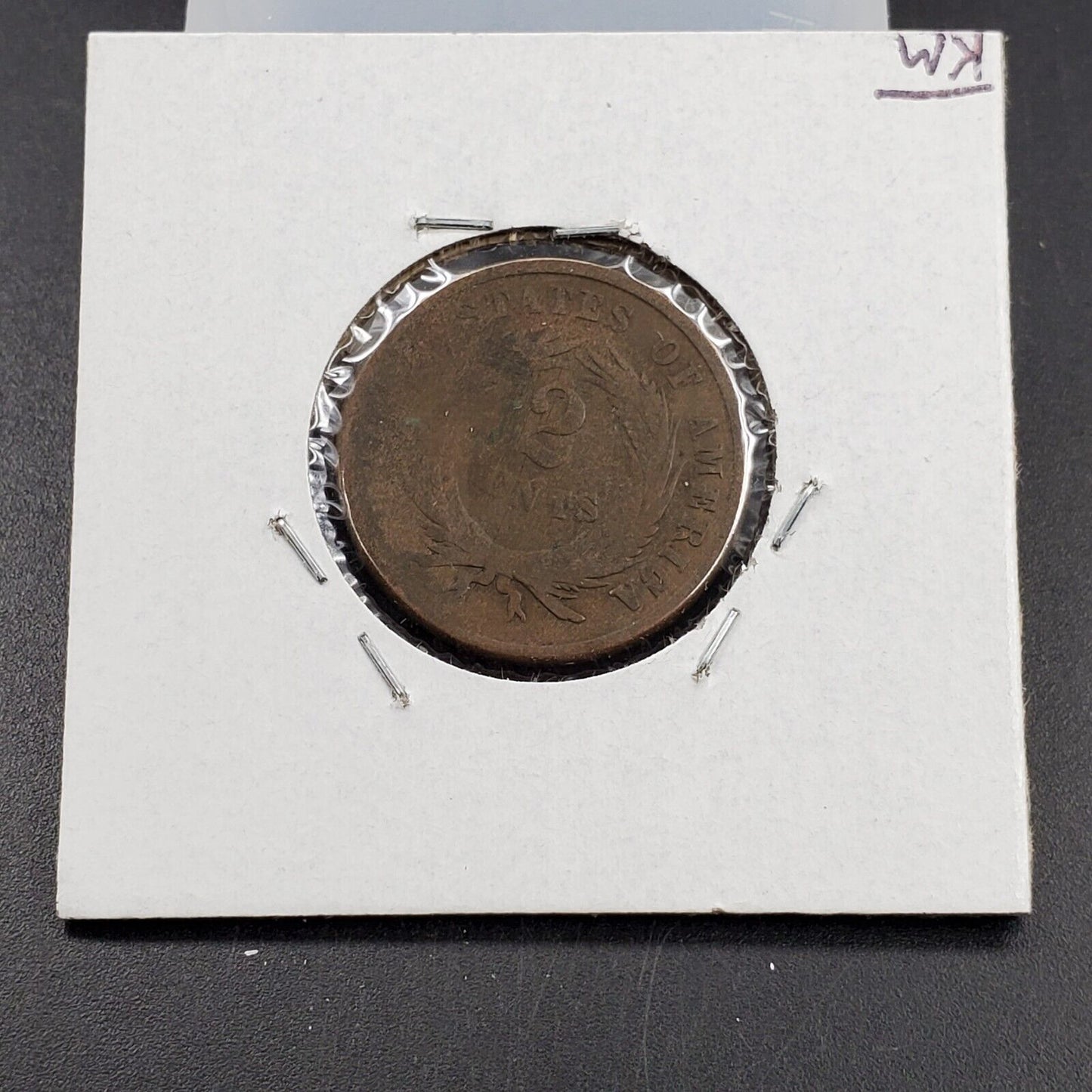 1864 2C Two Cent Copper Coin 180° Rotated Reverse Error Coin Large Motto AG
