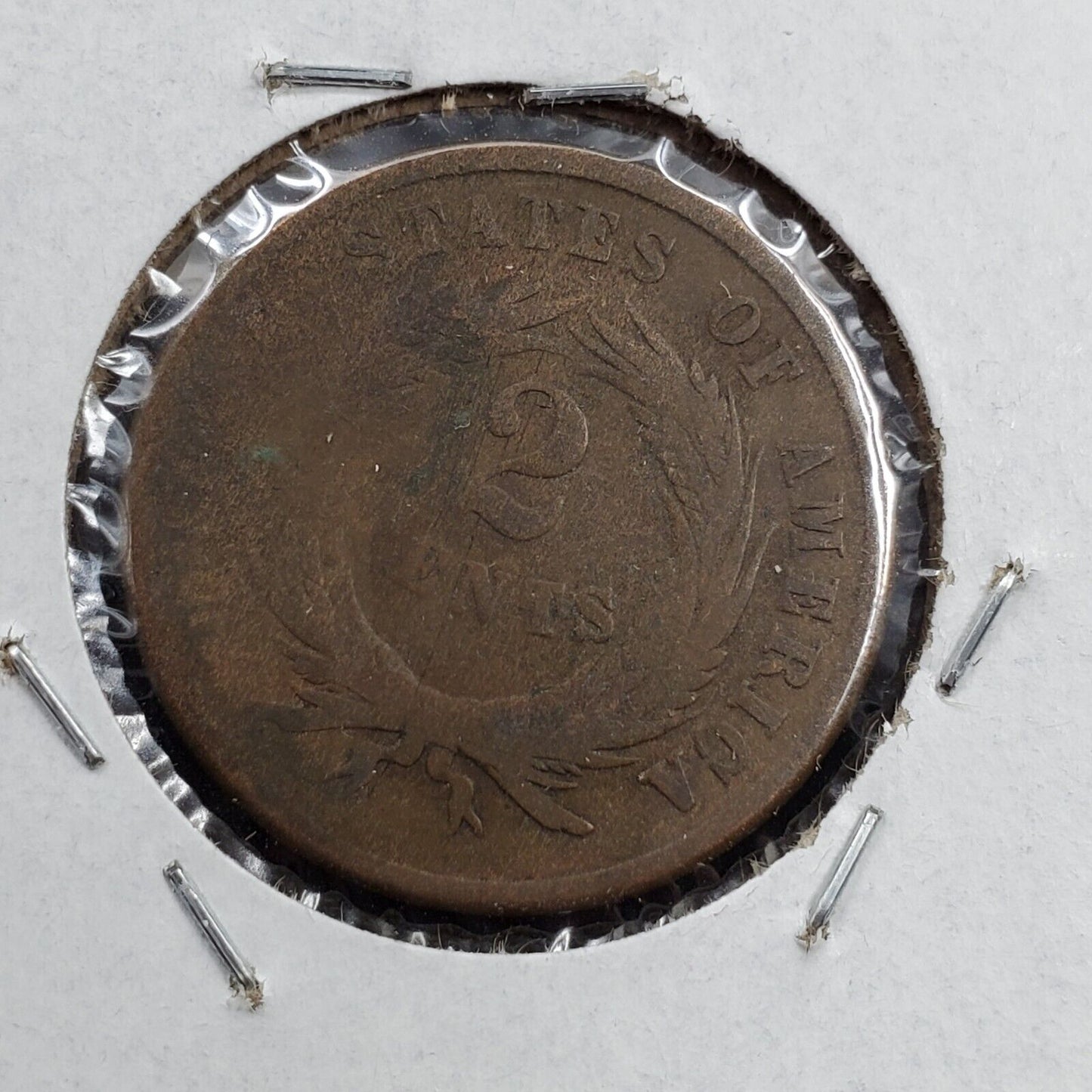 1864 2C Two Cent Copper Coin 180° Rotated Reverse Error Coin Large Motto AG