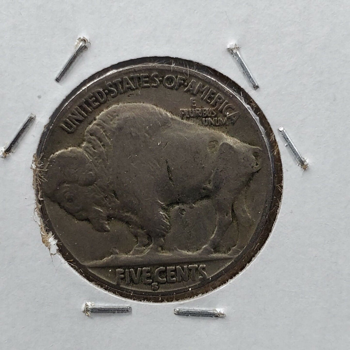 1931 5c Buffalo Indian Head Nickel Coin VF Laminated Obverse Error