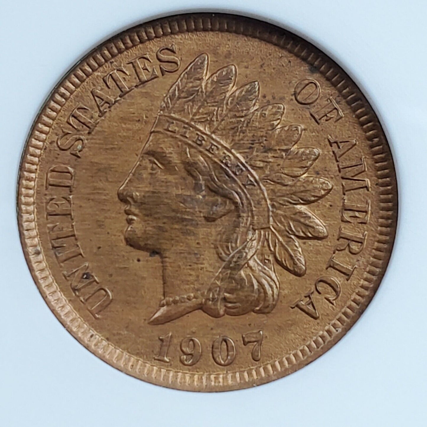 1907 P Indian Cent Penny Coin ANACS Unc Details RPD S-36 Repunched Date