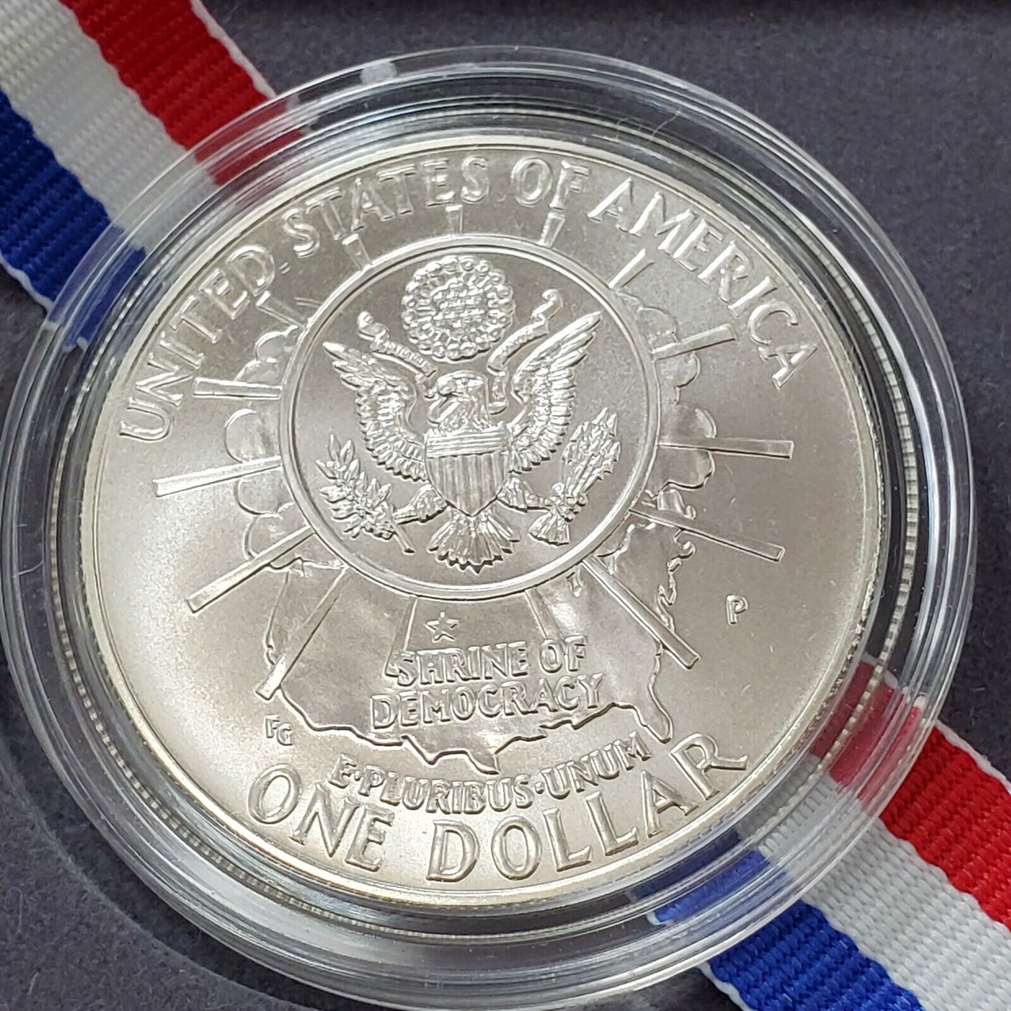 1991 P Mount Rushmore 50th Anniversary BU Commem 90% Silver Dollar OGP Box COA