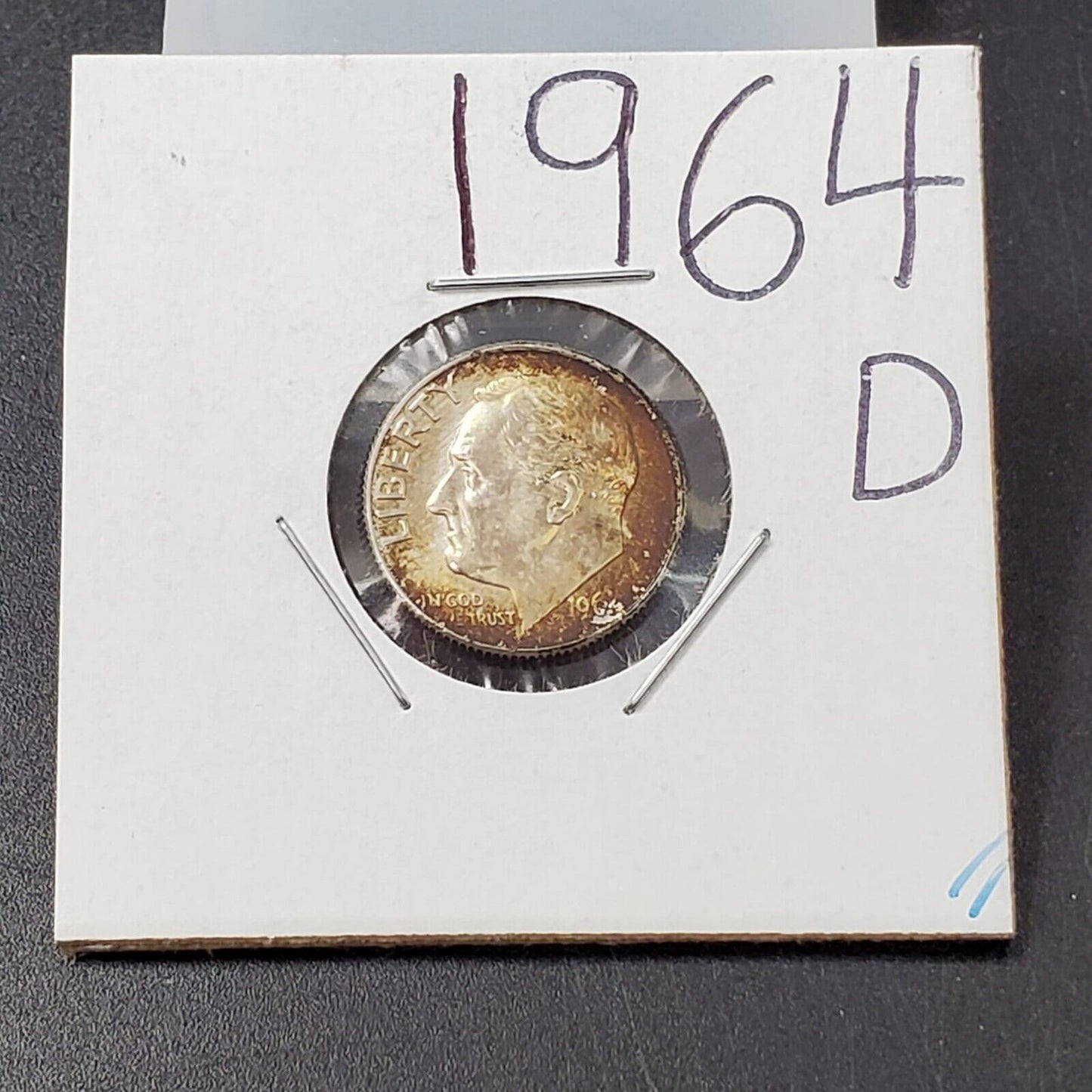 1964 D Roosevelt Silver Dime Coin Toning Toner PQ Amber Choice BU UNC