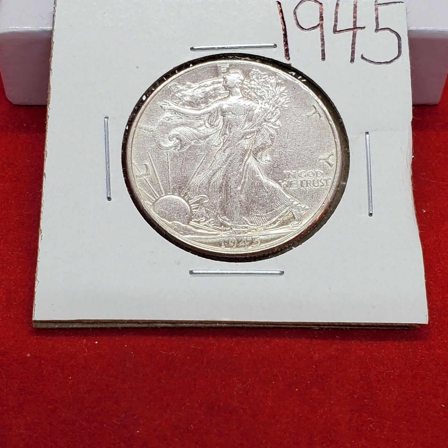 1945 P Walking Liberty Coin VF Details Cleaned Shiny Nice Look WW2 Era Coin 2