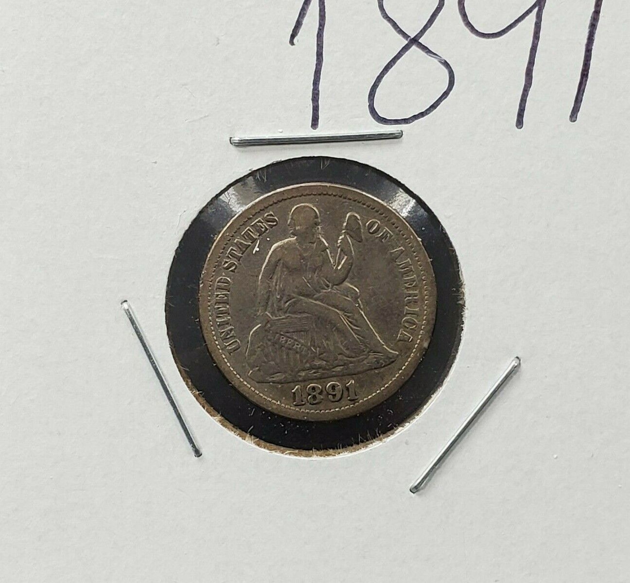 1891 P SEATED LIBERTY SILVER DIME COIN Choice Fine Nearly VF Very Fine