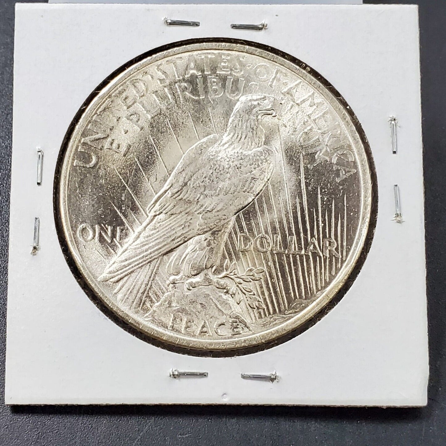 1923 P Peace 90% Silver Eagle Dollar Coin Struck Thru Error Coin Obverse