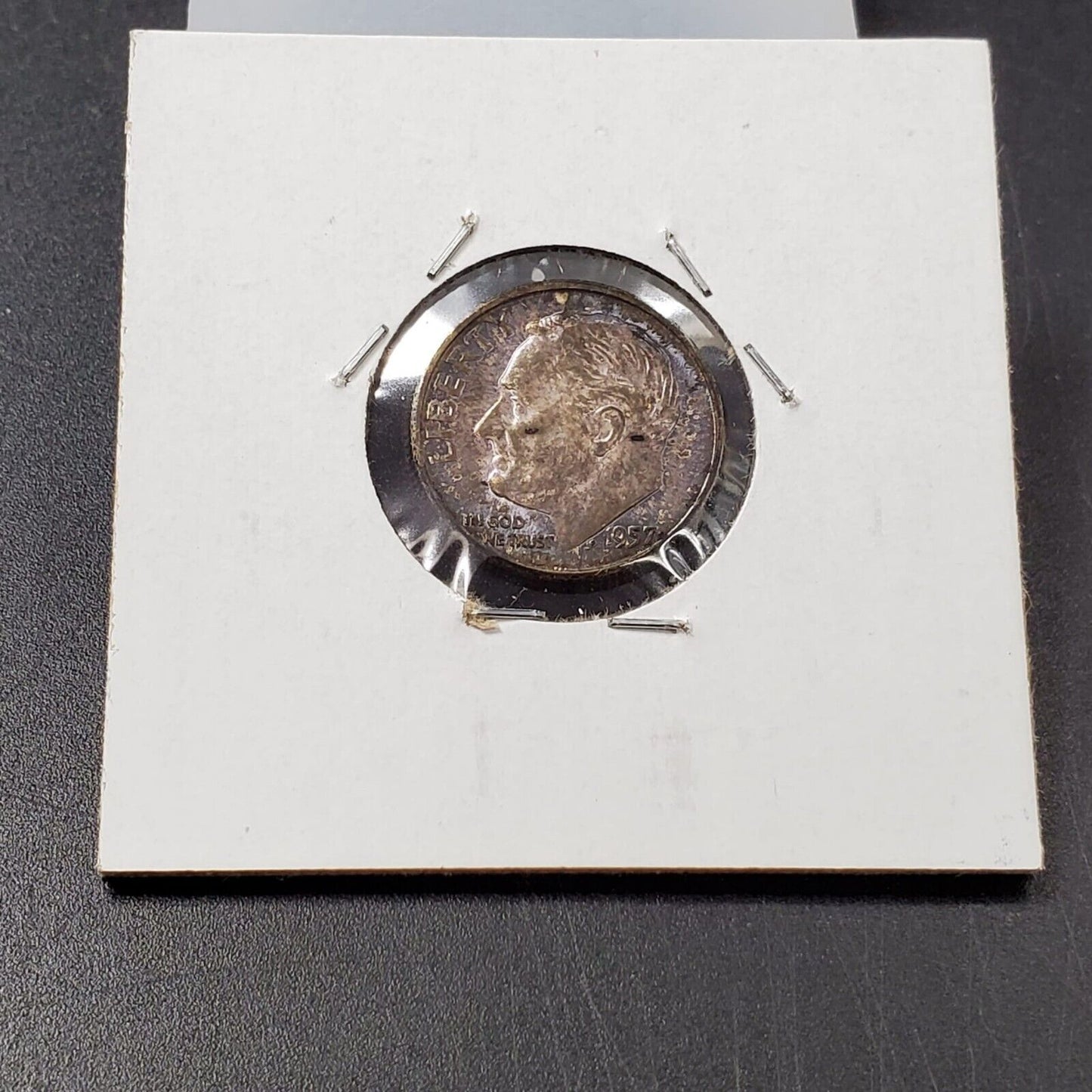 1957 P Roosevelt Silver Dime Coin Toning Toner Choice AU Nice Coin
