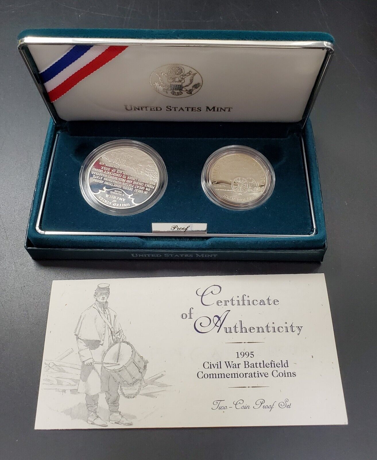 1995 Civil War Battlefield 2 Coin Proof Commemorative Set