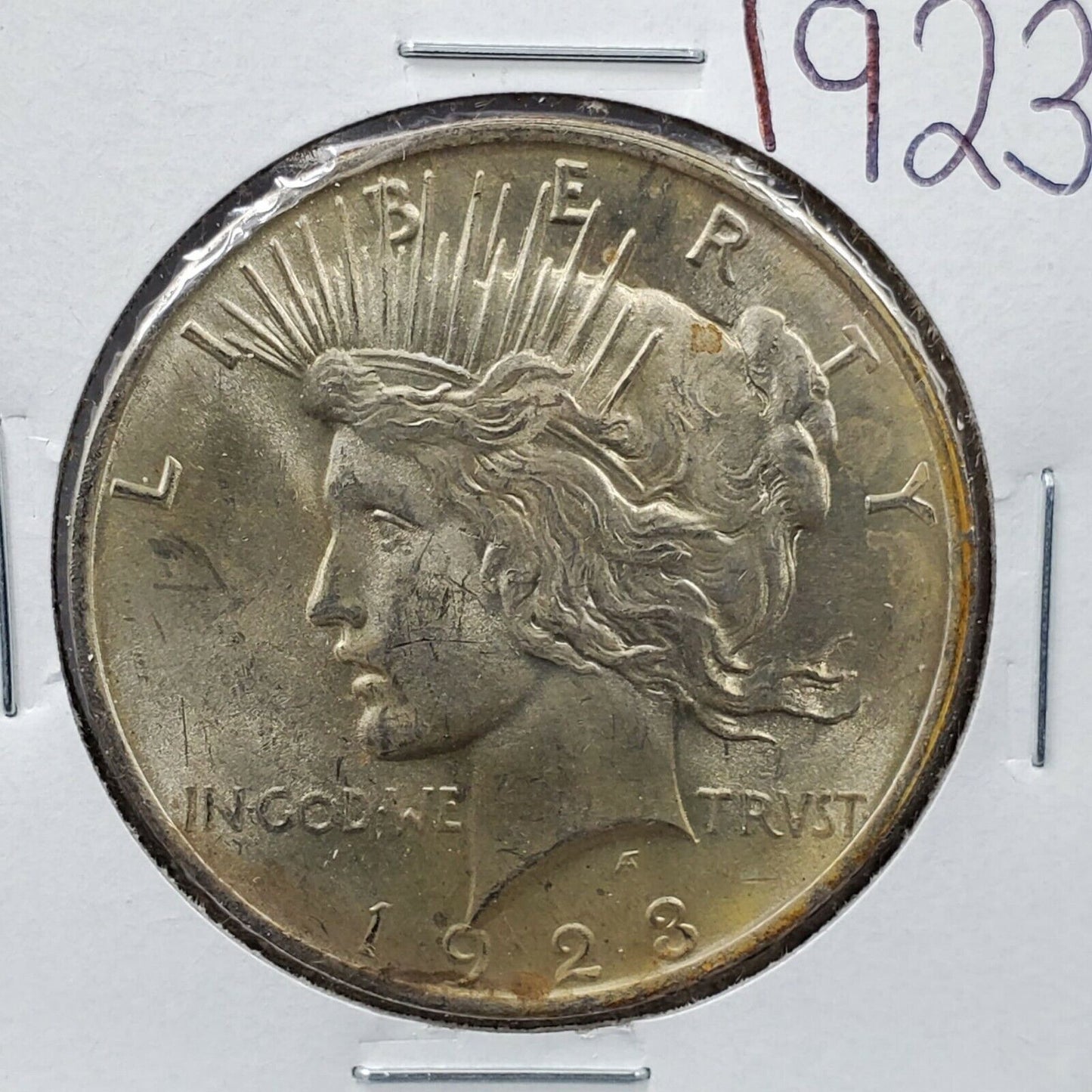 1923 P Peace 90% Silver Eagle Dollar Coin Average BU Uncirculated Neat Toning