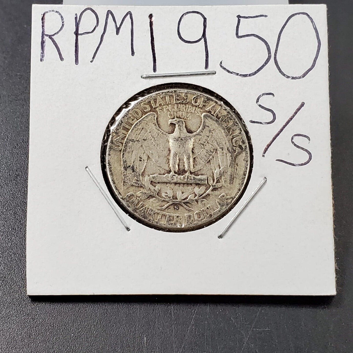 1950 S/S 25c Washington Quarter Coin RPM S Mint Repunched mint mar