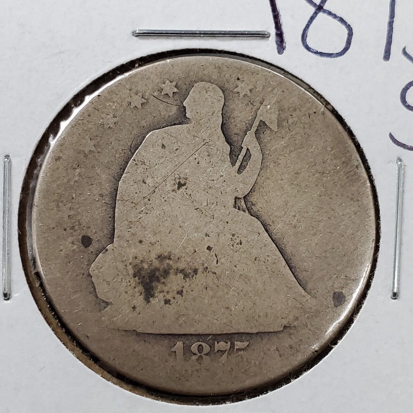 1875 S Seated Liberty Silver Half Dollar 50c AG / Fair / Poor