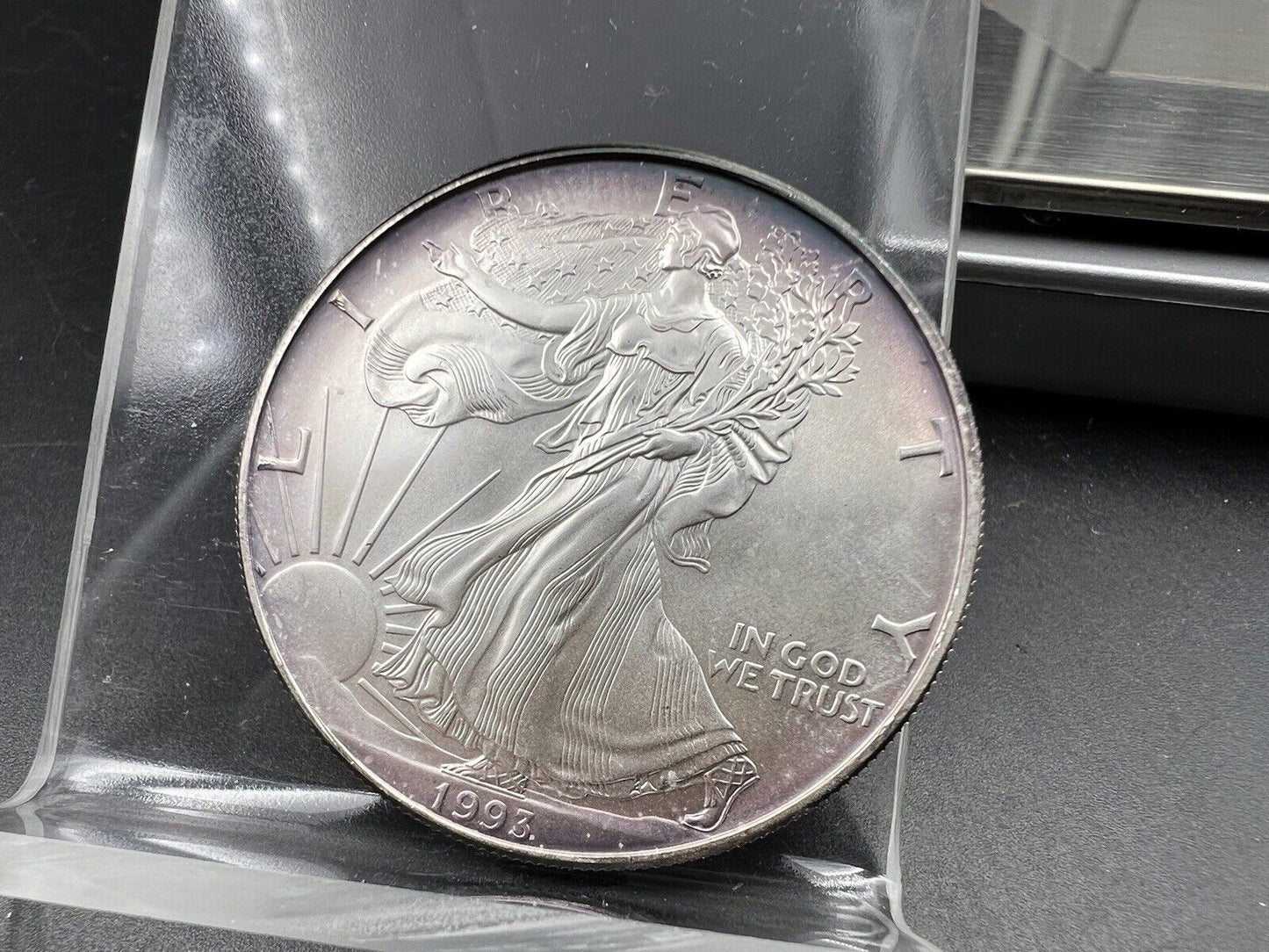 1993 1 OZ American Silver Eagle GEM UNC Neat Toning Toner
