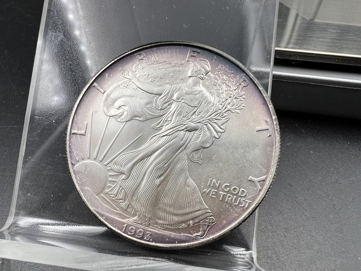 1993 1 OZ American Silver Eagle GEM UNC Neat Toning Toner