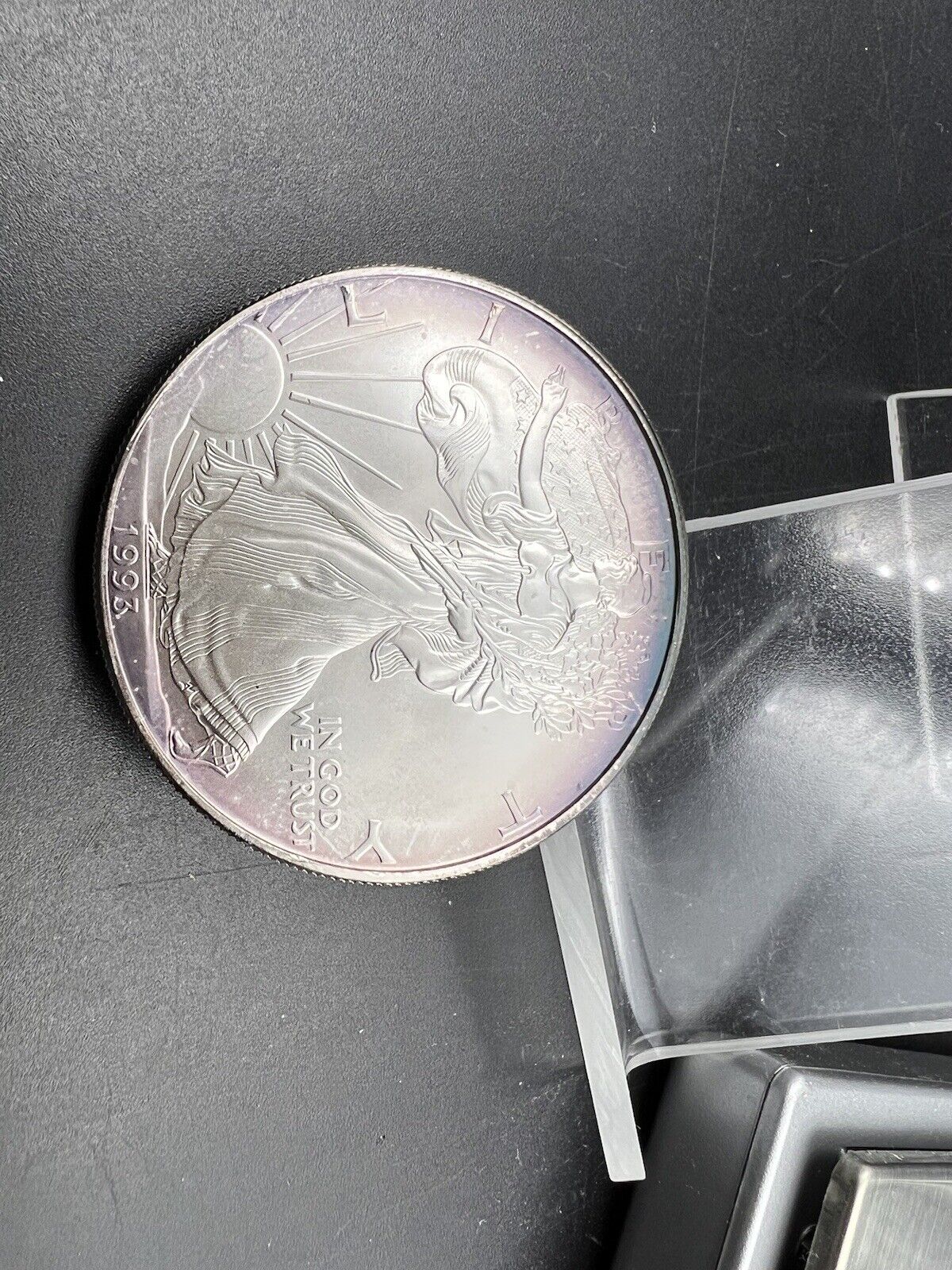 1993 1 OZ American Silver Eagle GEM UNC Neat Toning Toner