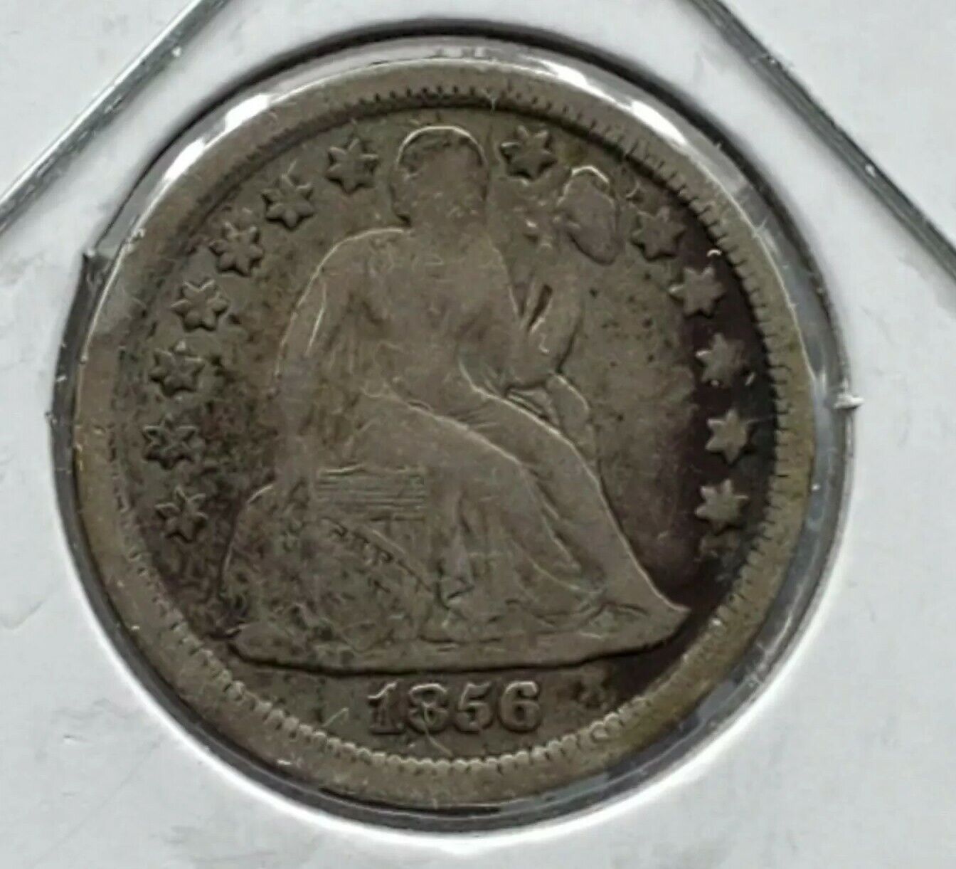 1856 P Liberty Seated Dime Silver Coin LG Small Date Variety Fine F Circulated