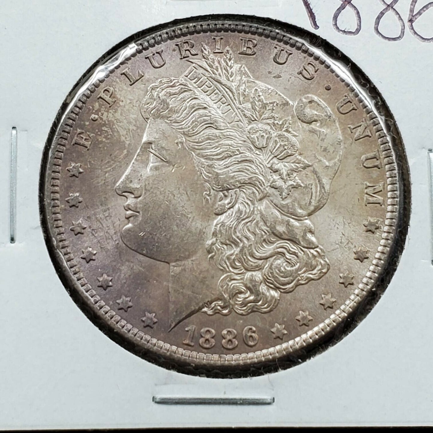 1886 P $1 Morgan Silver Dollar Coin Choice BU Uncirculated Neat Toning Toner