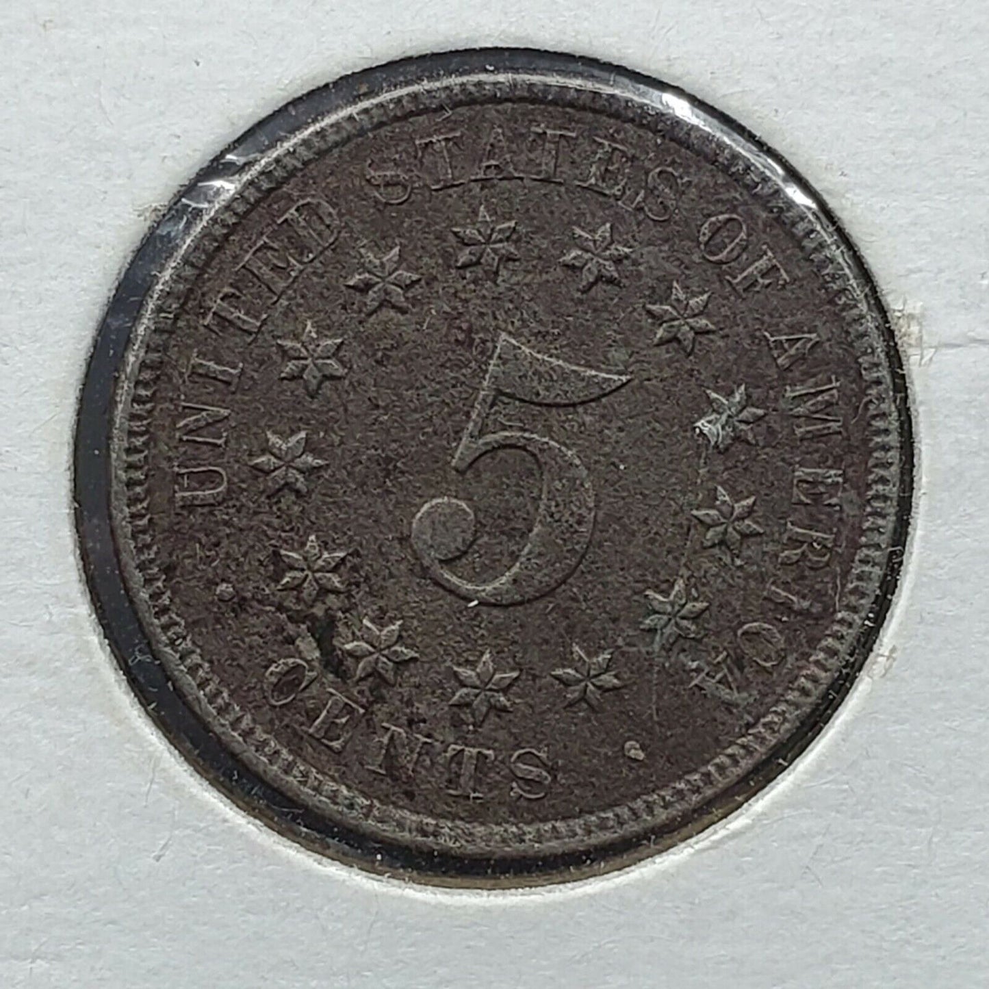 1869 5c Shield Nickel Coin Average Circulated Fine Details ED