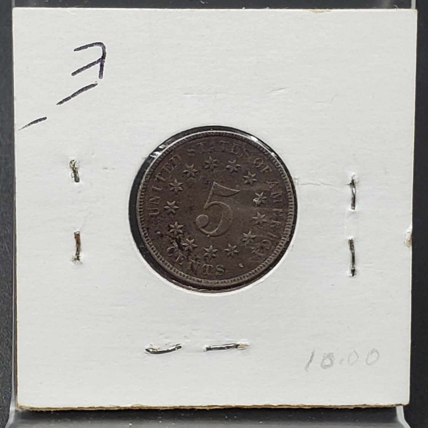 1869 5c Shield Nickel Coin Average Circulated Fine Details ED