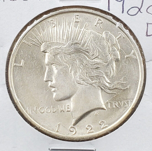1922 D $1 Peace Silver Eagle Dollar Coin Die Crack VAM variety coin AU