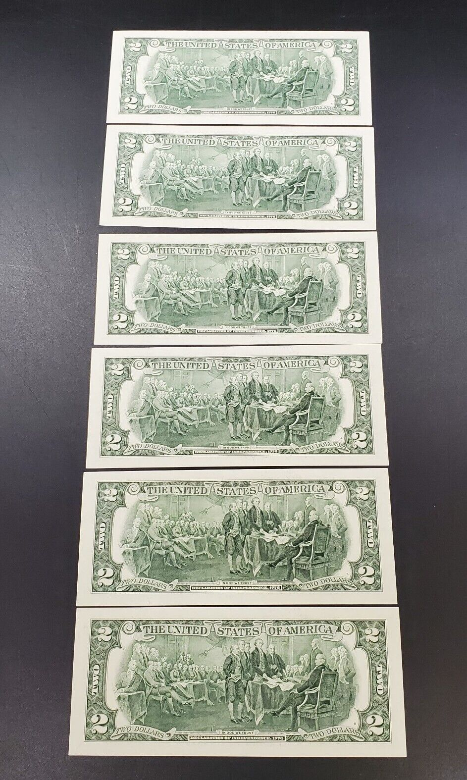 6 Consecutive $2 2003 FRN FEDERAL RESERVE NOTE Uncirculated Repeat Serial