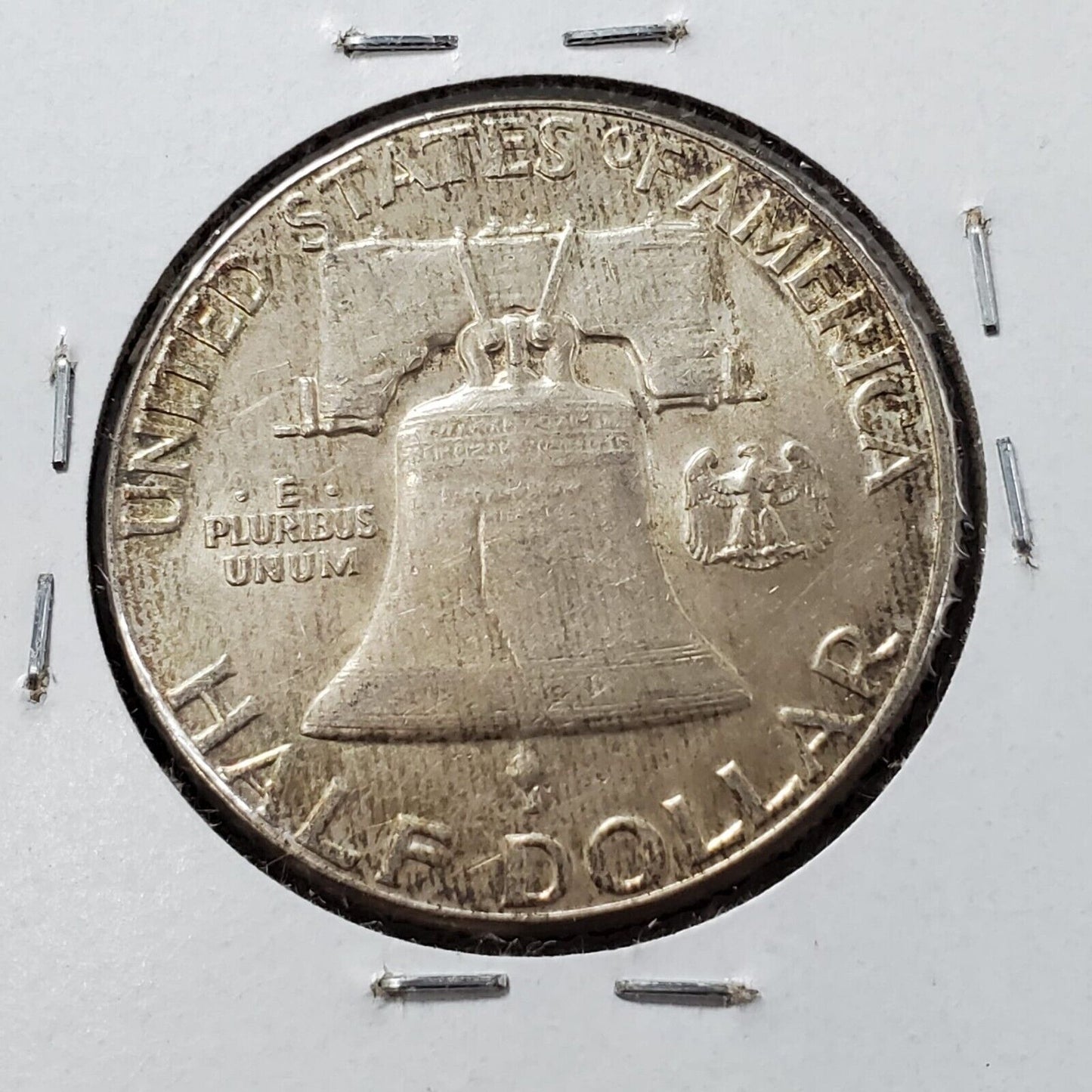 1960 P Franklin Silver Half Dollar Coin AU About UNC Neat Toning Toner