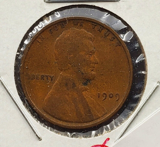 1909 P VDB Lincoln Wheat Cent Penny Coin VG Very Good Circ 1st year of type