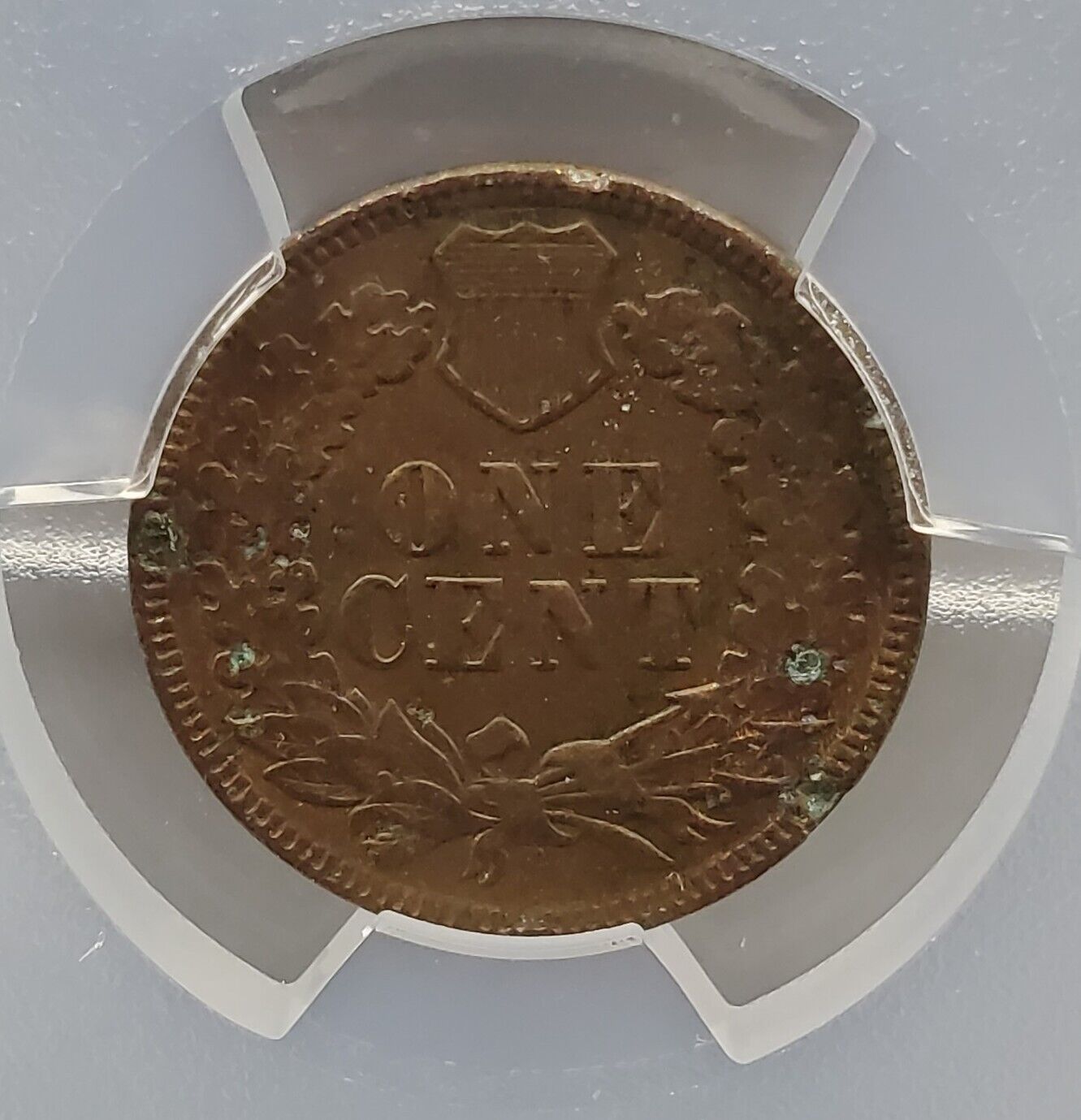 1872 Indian Cent Penny Environmental Damage PCGS AU Details ED Semi Key Date