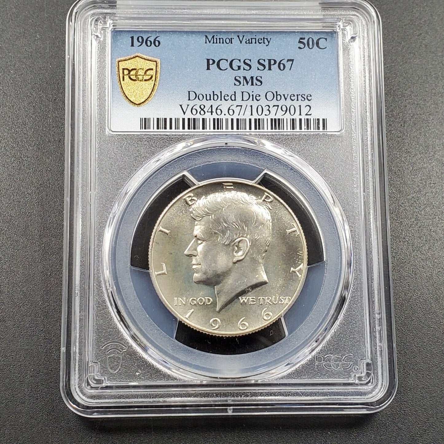 1966 P 50C Kennedy 40% Half Dollar VARIETY PCGS SMS SP67 DDO DOUBLE DIE OBVERSE