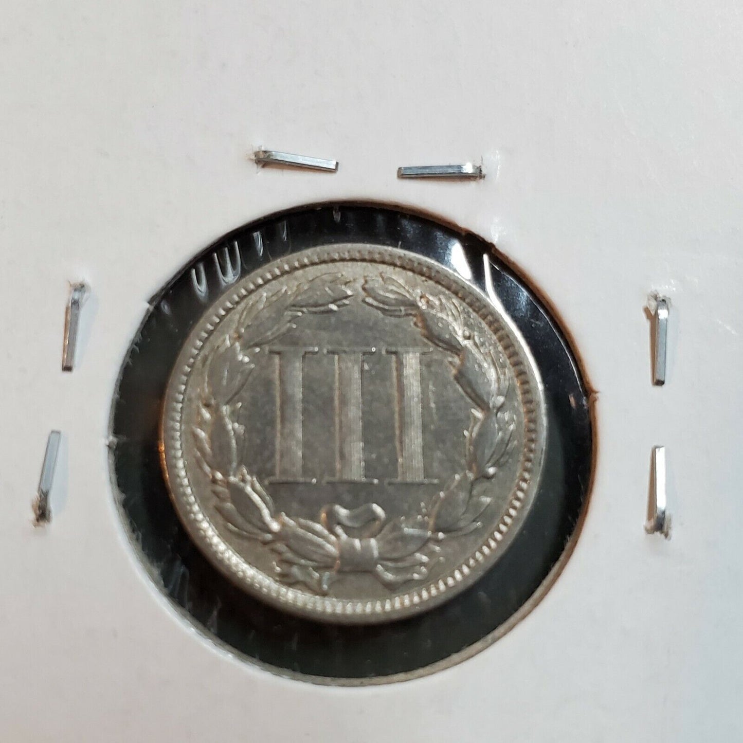 1881 3c Liberty Three Cent Nickel Coin Choice XF Die Damage at date Variety