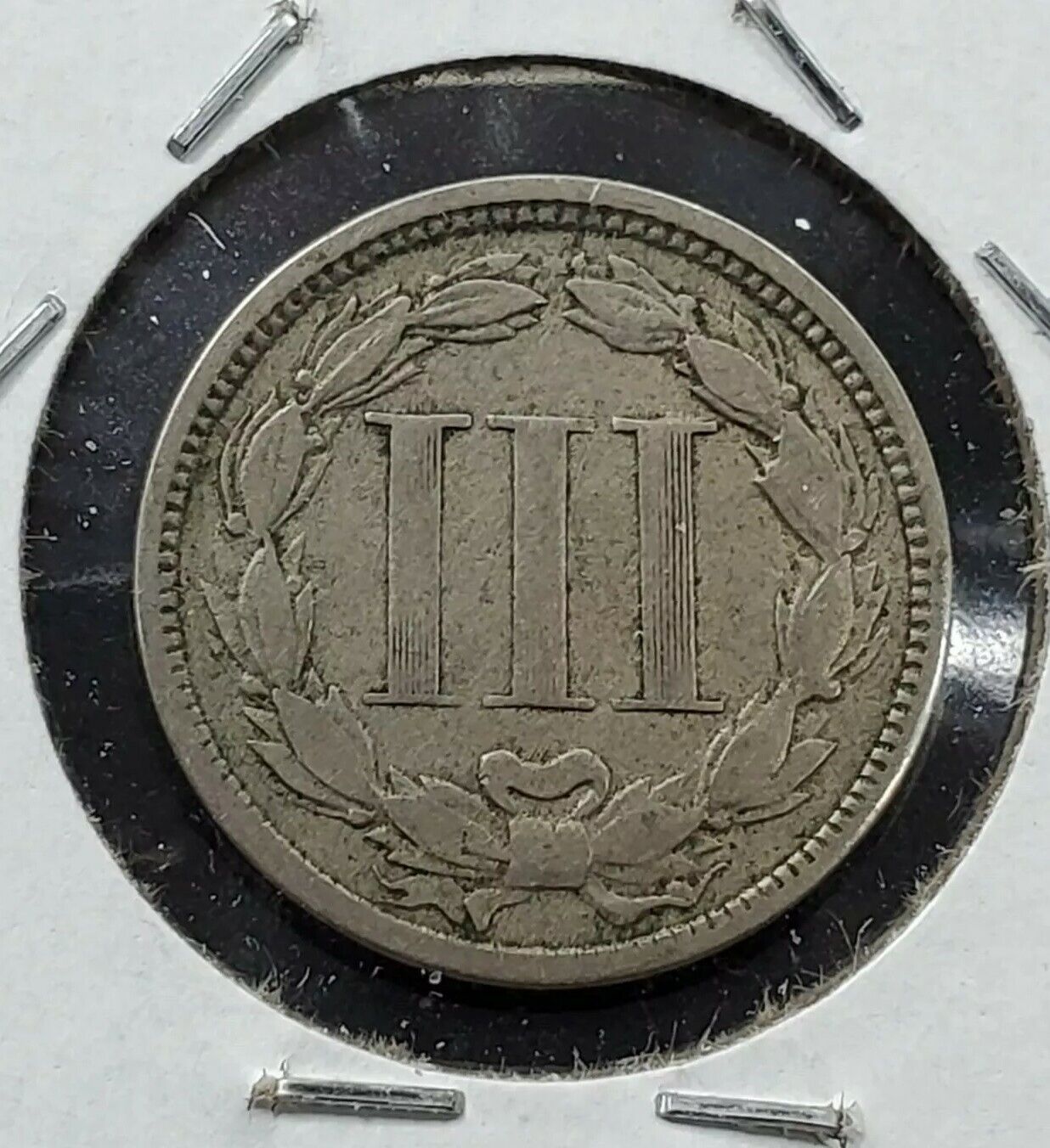 1867 P 3c Liberty Three Cent Nickel Coin Choice Fine Nearly VF Circulated