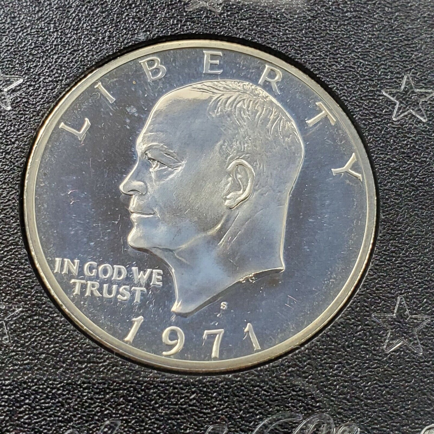 1971 S $1 Eisenhower Brown Ike 40% Proof Silver Dollar OGP CAMEO BLUE TONED